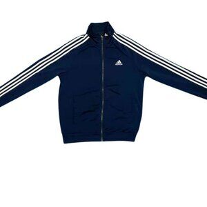 ADIDAS JACKET SYNTHETIC TRACK JACKET FULL ZIP NAVY BLUE SIZE SMALL